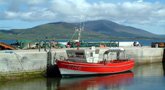 Fischerboot am Pier in Knightstown